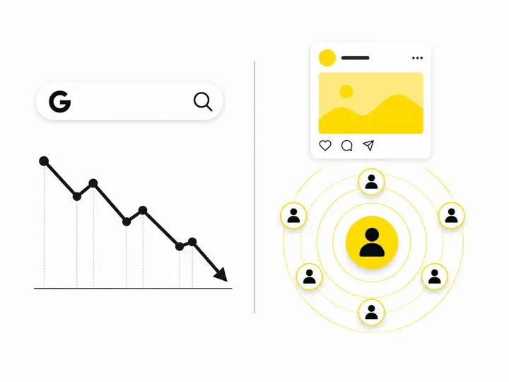 A clean modern flat-vector illustration on a pure white (#ffffff) background showing two side-by-side comparison columns