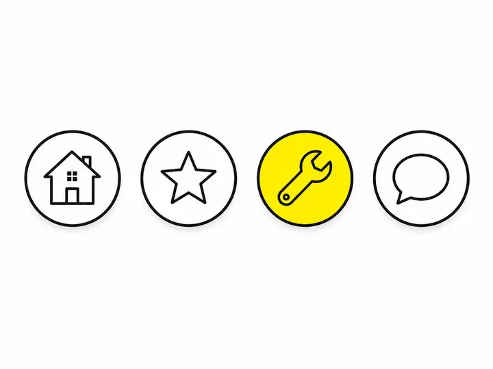 A clean flat-vector illustration on a pure white (#ffffff) background showing a row of circular Instagram Highlight bubb