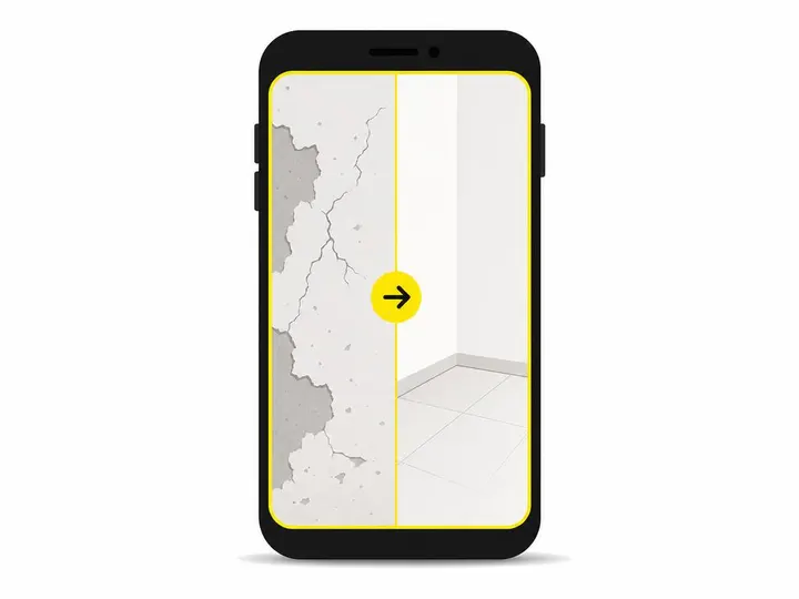 Clean modern flat-vector illustration on a pure white (#ffffff) background: a simple smartphone shape in dark charcoal (