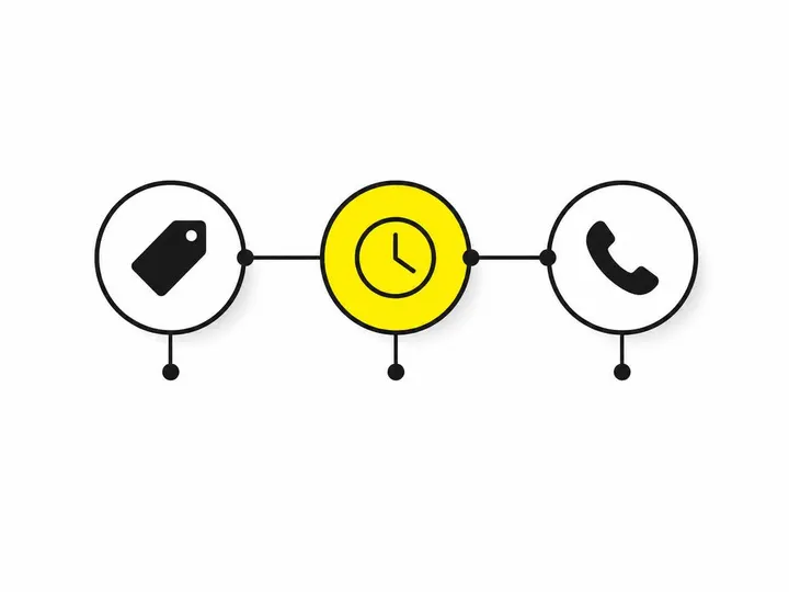 A clean modern flat-vector illustration on a pure white (#ffffff) background. A simple checklist or process diagram with
