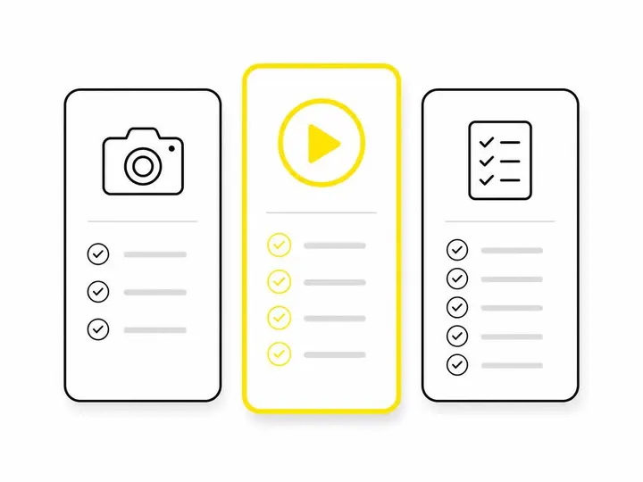 Clean modern flat-vector illustration on a pure white (#ffffff) background. Three stacked price tier cards (small, mediu