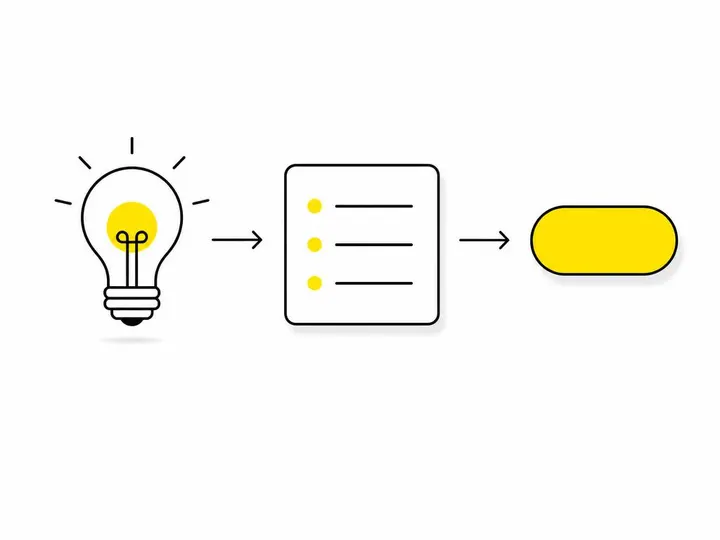 Clean modern flat-vector illustration on a pure white (#ffffff) background showing a simple three-step horizontal flow: