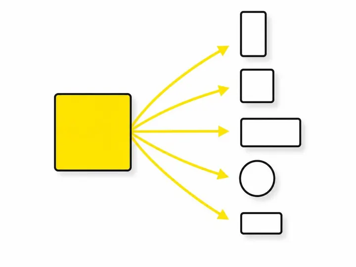 Clean modern flat-vector illustration on a pure white (#ffffff) background. One large square icon (representing a single