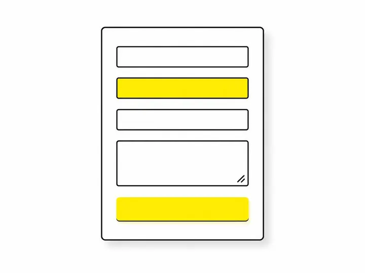 Clean modern flat-vector illustration on a CLEAN WHITE background: a simplified quote request form with 4-5 empty fields