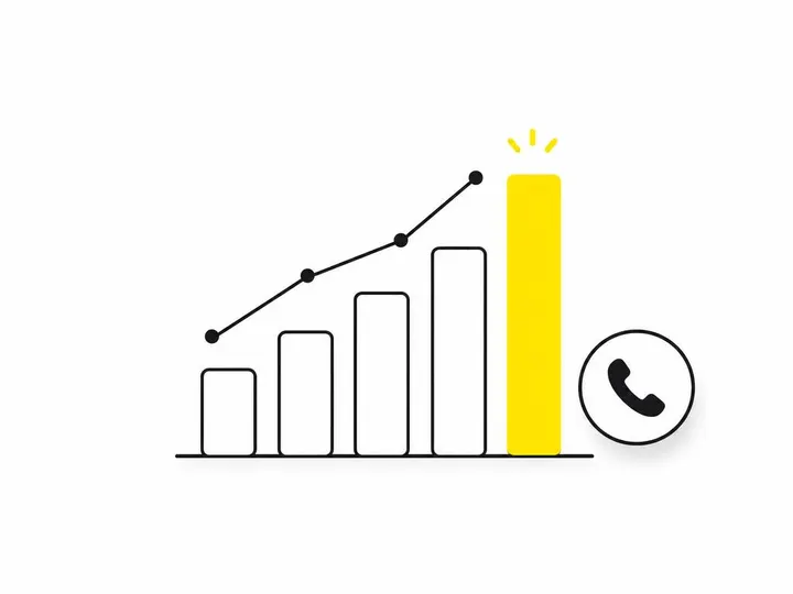 A clean modern flat-vector illustration on a pure white (#ffffff) background. A simple line graph or bar chart in charco