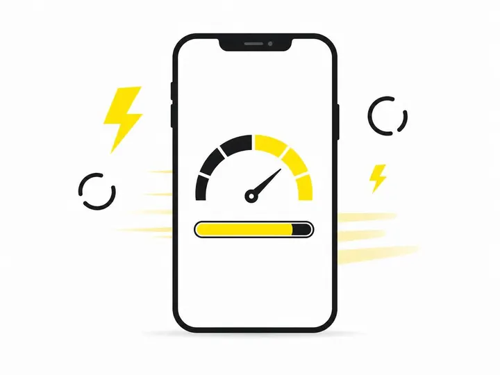 A clean modern flat-vector illustration on a pure white (#ffffff) background: a stylised smartphone outline in dark char