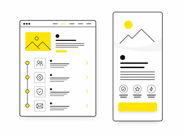 A clean modern flat-vector illustration on a pure white (#ffffff) background showing two distinct rectangles side by sid