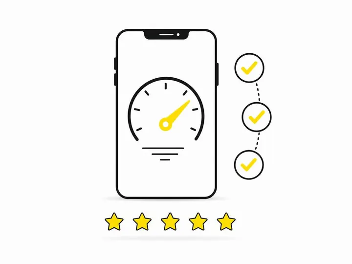 A clean modern flat-vector illustration on a pure white (#ffffff) background. A simplified diagram showing a mobile phon
