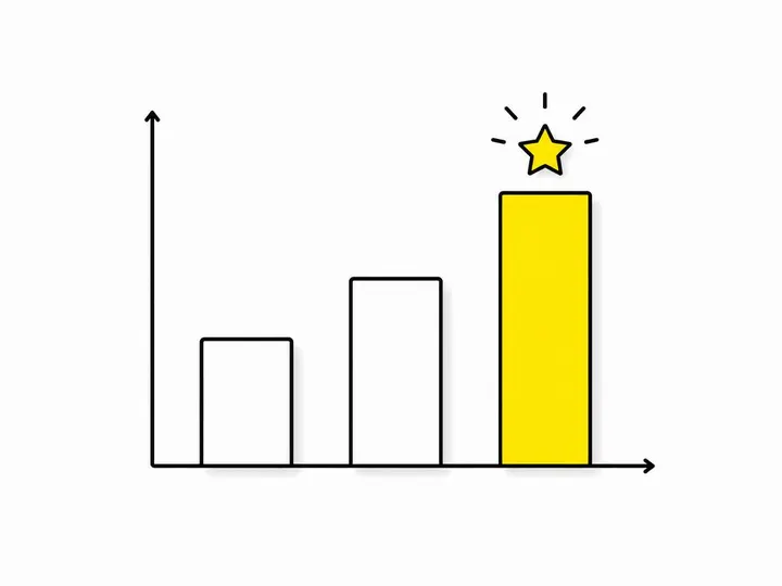 Clean modern flat-vector illustration on a pure white (#ffffff) background. A simple bar chart showing three bars of dif