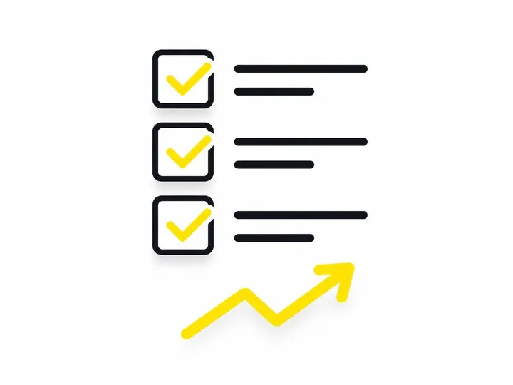 Clean modern flat-vector illustration on a pure white (#ffffff) background. A simple checklist graphic: three charcoal (