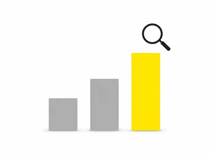 A clean modern flat-vector illustration on a pure white (#ffffff) background. A simple bar chart with three bars of asce