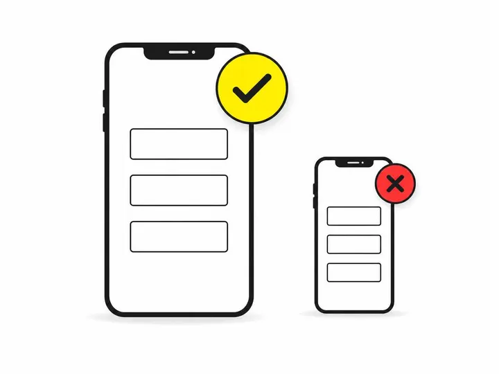 Clean modern flat-vector illustration on a pure white (#ffffff) background. A simple mobile phone outline in dark charco