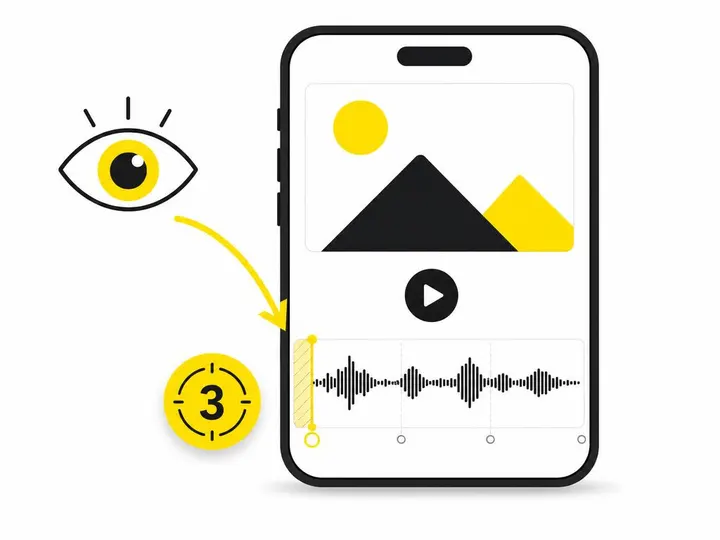 A clean modern flat-vector illustration on a pure white (#ffffff) background: a large smartphone screen showing a short