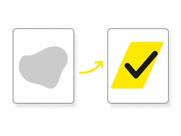 Clean modern flat-vector illustration on a pure white (#ffffff) background. Two side-by-side rectangular frames represen
