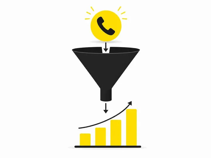 Clean modern flat-vector illustration on a pure white (#ffffff) background. A simple funnel shape in dark charcoal (#111